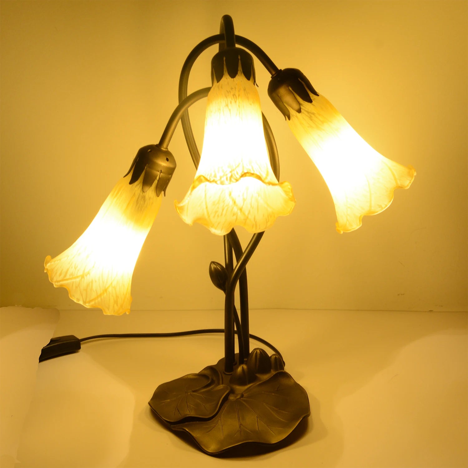 Yellow Color Pond Lily Lamp Shade   Glass Lampshade  4.5" Wide X 6" Tall X 1.5" Fitter Lighting Accessories - Adrianas Specialty Lamp Shades