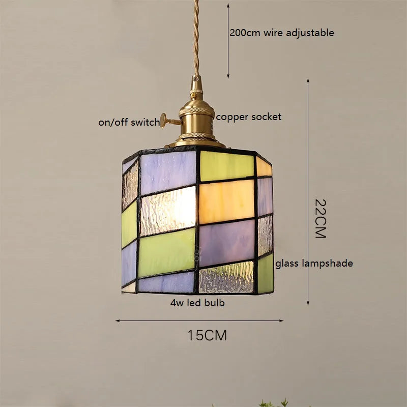 IWHD France Europe Style Stained Glass LED Pendant Light Fixtures