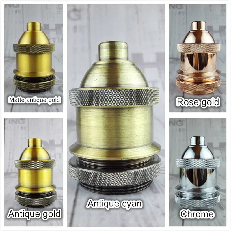 Vintage thread E27 ceramic plastic socket Edison Vintage lampshade bracket DIY lamp accessories aluminum lamp holder