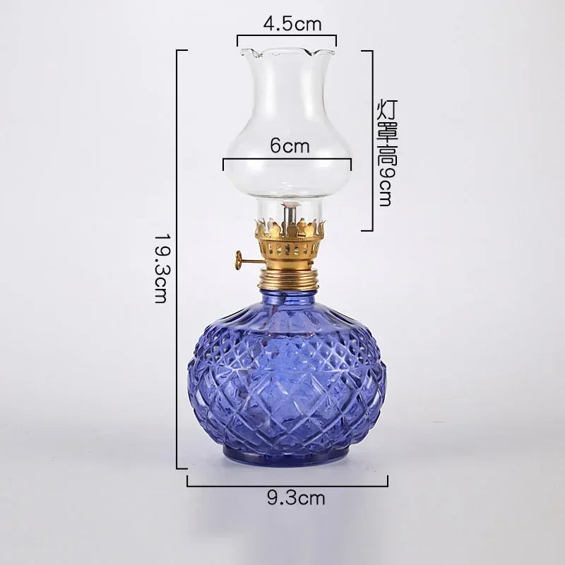 Rustic Large Oil Lamp Vintage Glass  Lamp Antique Oil Lamps