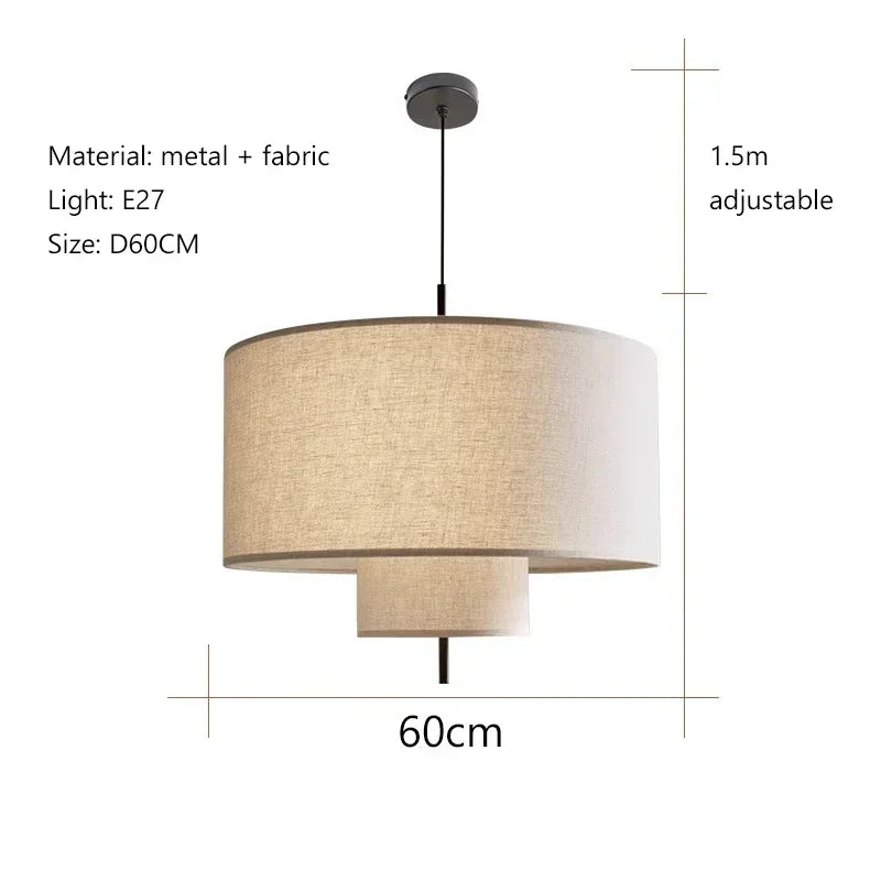 Nordic Minimalist Fabric Hanging Chandelier Light Fixture