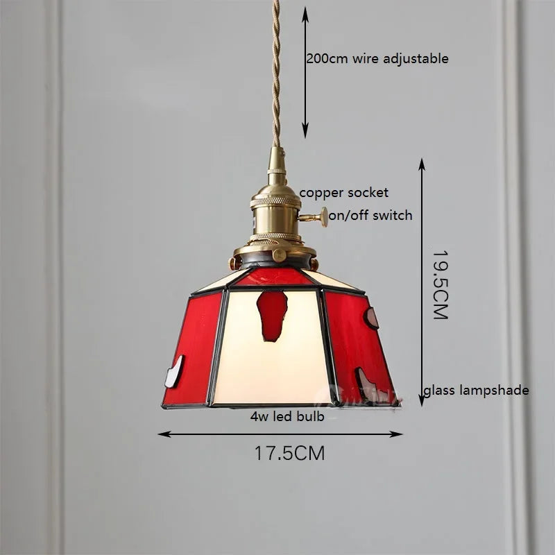 IWHD France Europe Style Stained Glass LED Pendant Light Fixtures