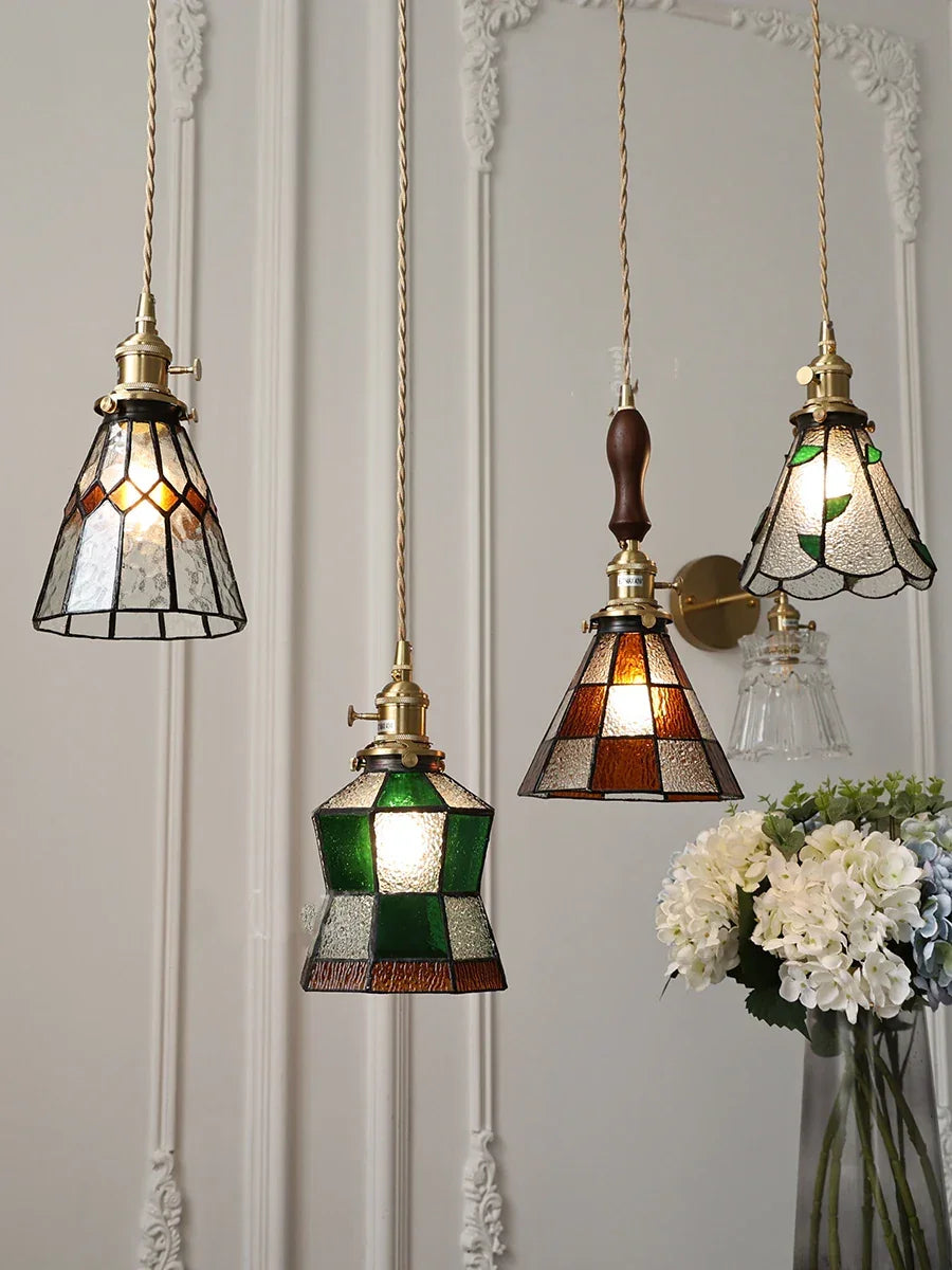 IWHD France Europe Style Stained Glass LED Pendant Light Fixtures