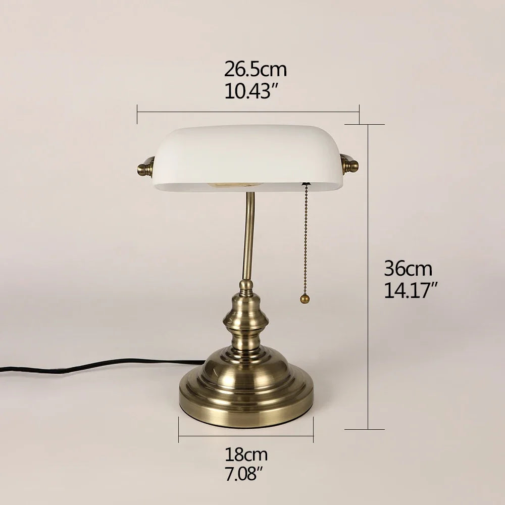 Green/Blue/Amber/White color BANKER Table LAMP glass replacement shade/ E27 retro desk lamp bedside home light Gift - Adrianas Specialty Lamp Shades