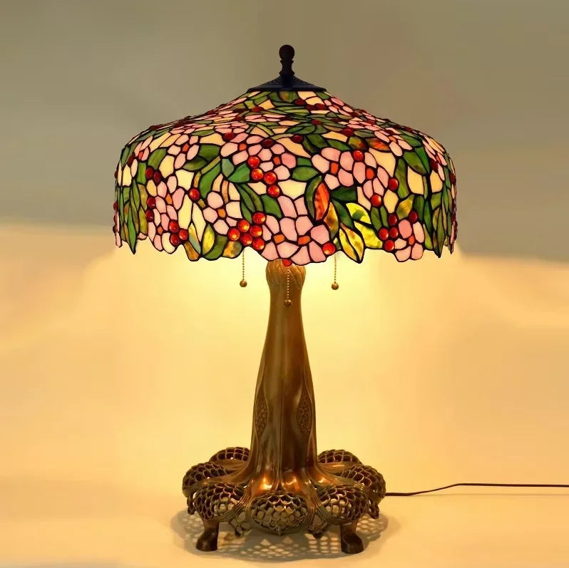 Tiffany Desk Light Grape Wisteria Vival Cherry Stained Glass Table Lamps