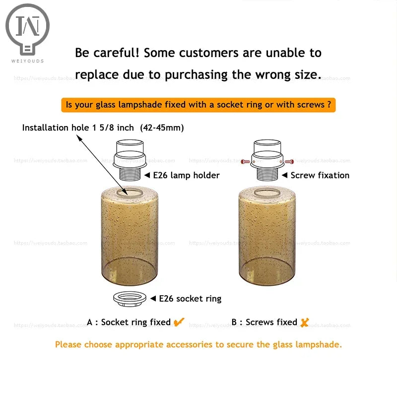 Cylindrical glass lampshade