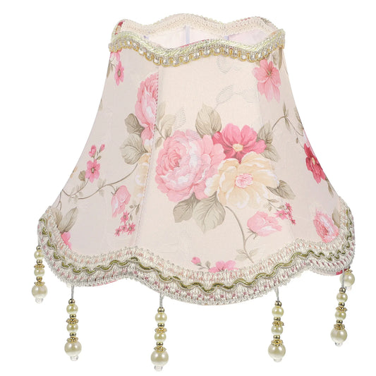 Fringe Fabric Pink Bell Table Lampshades