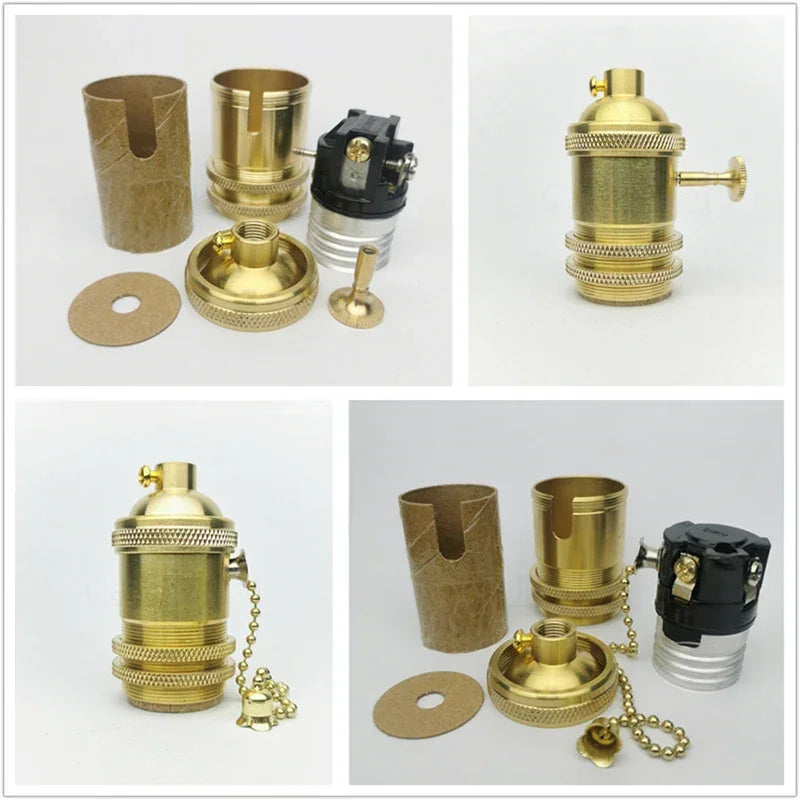 Brass 100% copper Lamp Holder Electric Light Socket Knob or Chain Switch