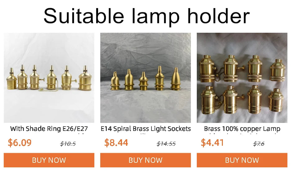 100% Brass Three Holes Ring E27 E14 Screw Lampshade Fixed Ring Holder Shade and Socket Connecter Fixed Copper Lamp Accessories