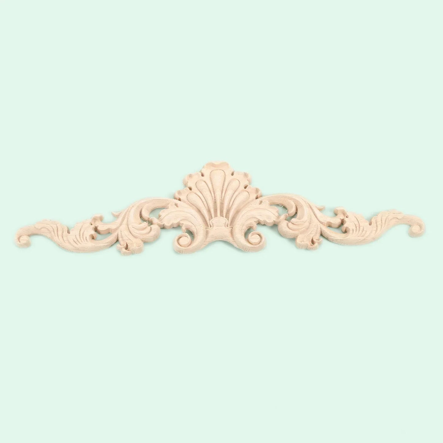 1Pc Crown Wooden Detal Strip Figurines Crafts Natural Floral Unpainted Wood Carved Corner Appliques Wall Door Furniture Decor
