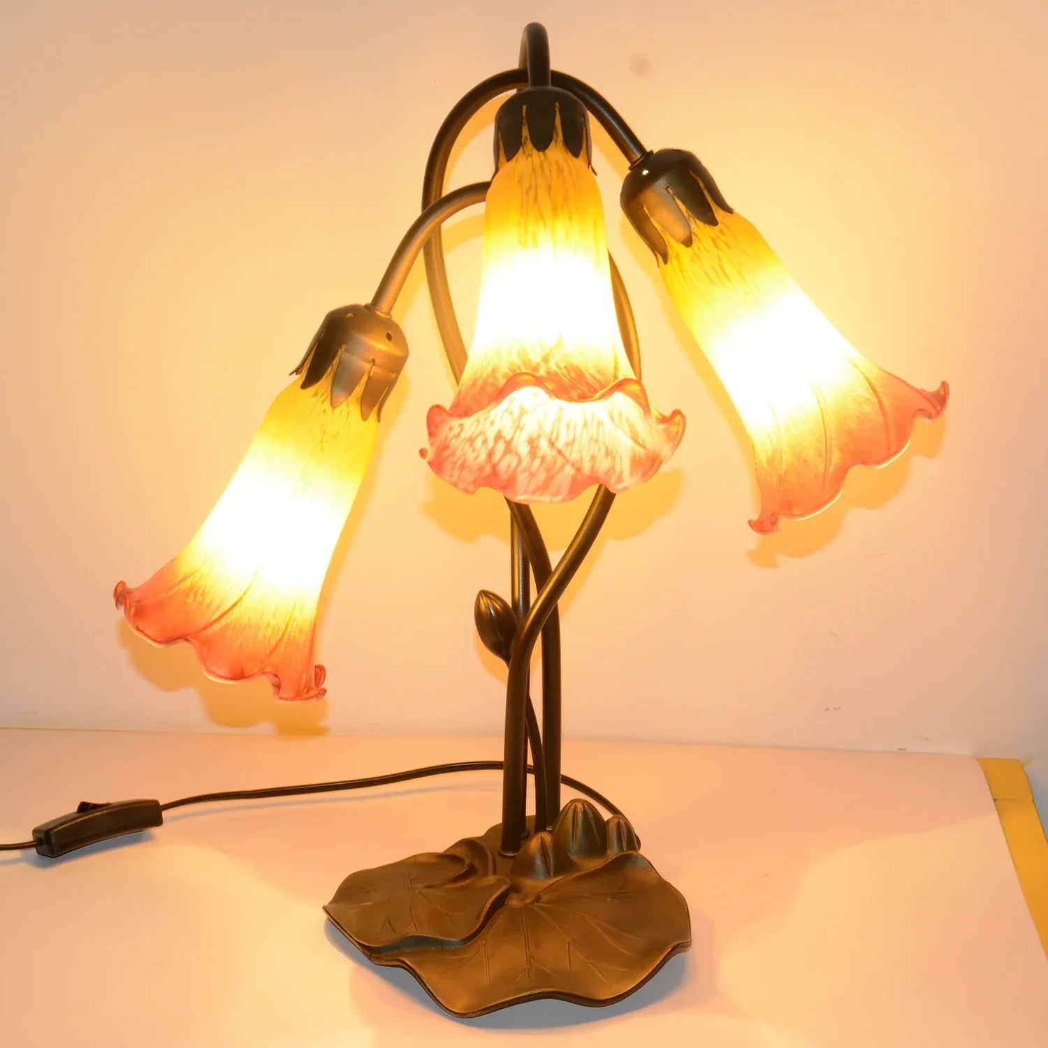 Peach Pond Lily Lamp Shade Glass Lampshade  4" Wide X 6" Tall X 1.5" Fitter Lighting Accessories - Adrianas Specialty Lamp Shades