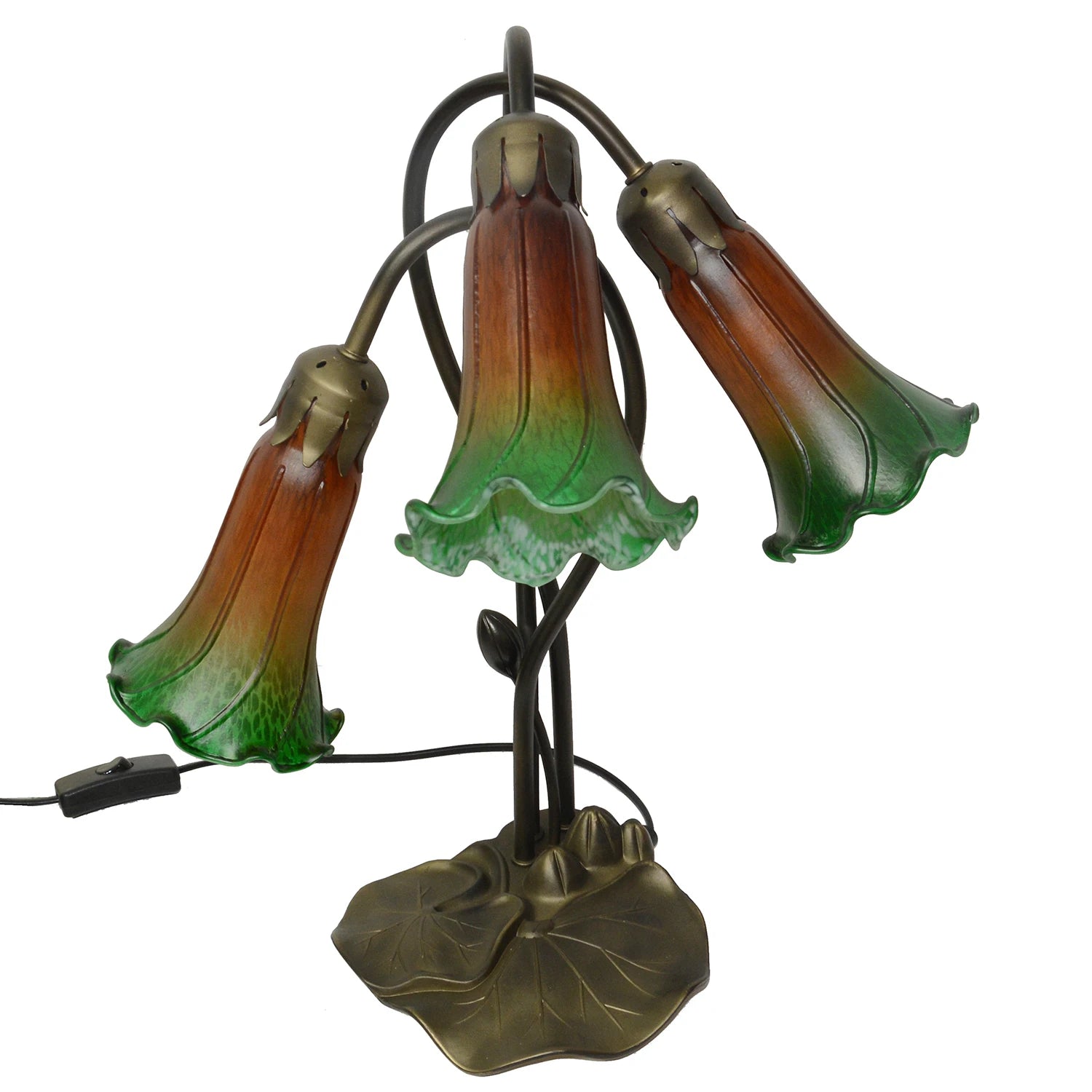 Amber-Green Pond Lily Lamp Shade   Glass Lampshade  4.5" Wide X 6" Tall X 1.5" Fitter Lighting Accessories - Adrianas Specialty Lamp Shades