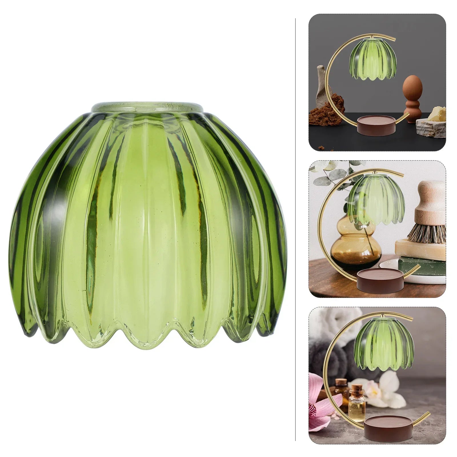 Dark Green Glass Lamp Shade Aromatherapy Table Lamp Shade