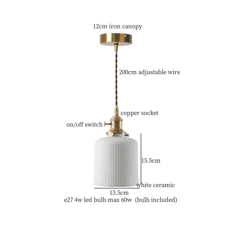 IWHD Green Ceramic Vintage LED Pendant