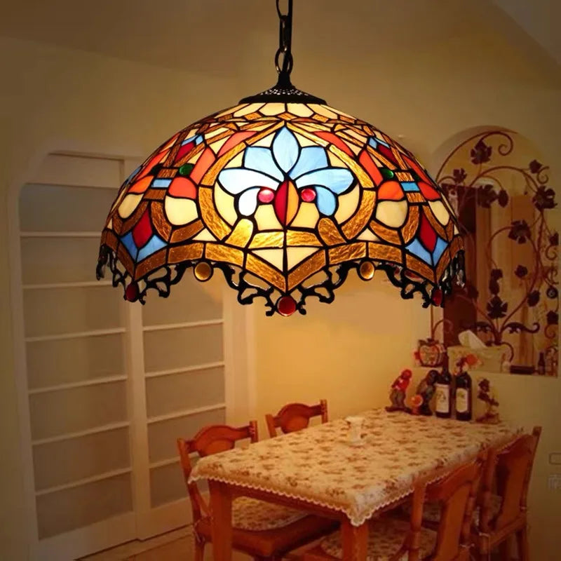 Colorful Glass Tiffany Glass Chandelier