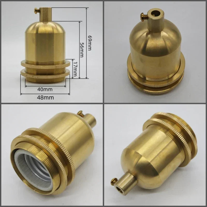 Edison lamp holder for shade Pure brass material quality vintage threaded Socket Bulb Fitting E27 UL/CE lighting copper base
