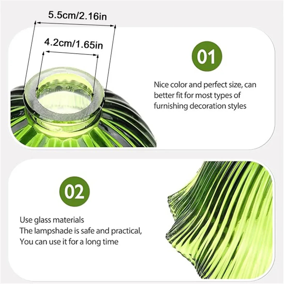 Screw Fixed Clear Green Lamp Shade