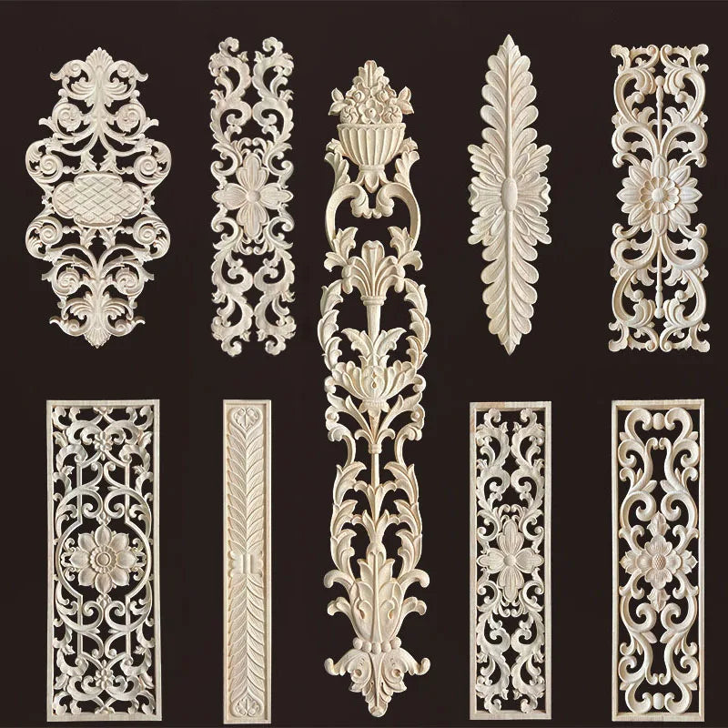Wooden Appliques for Furniture Home Decoration Accessories Antique Onlays Moulding Wood Decals for Wall Wood Figurines for Decor - Adrianas Specialty Lamp Shades