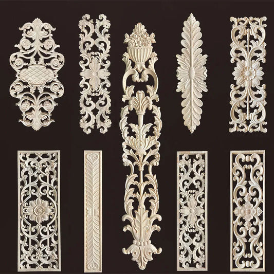 Wooden Appliques for Furniture Home Decoration Accessories Antique Onlays Moulding Wood Decals for Wall Wood Figurines for Decor - Adrianas Specialty Lamp Shades