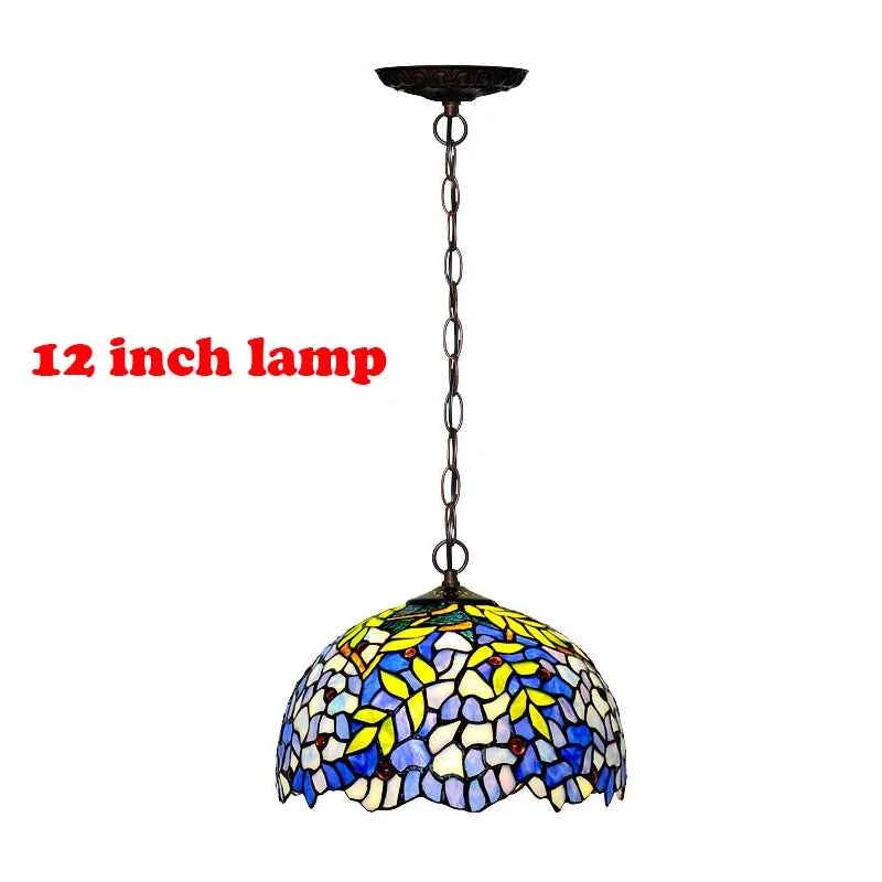 Tiffany Retro Pendant Light Stained Glass Wisteria Lamp Shade