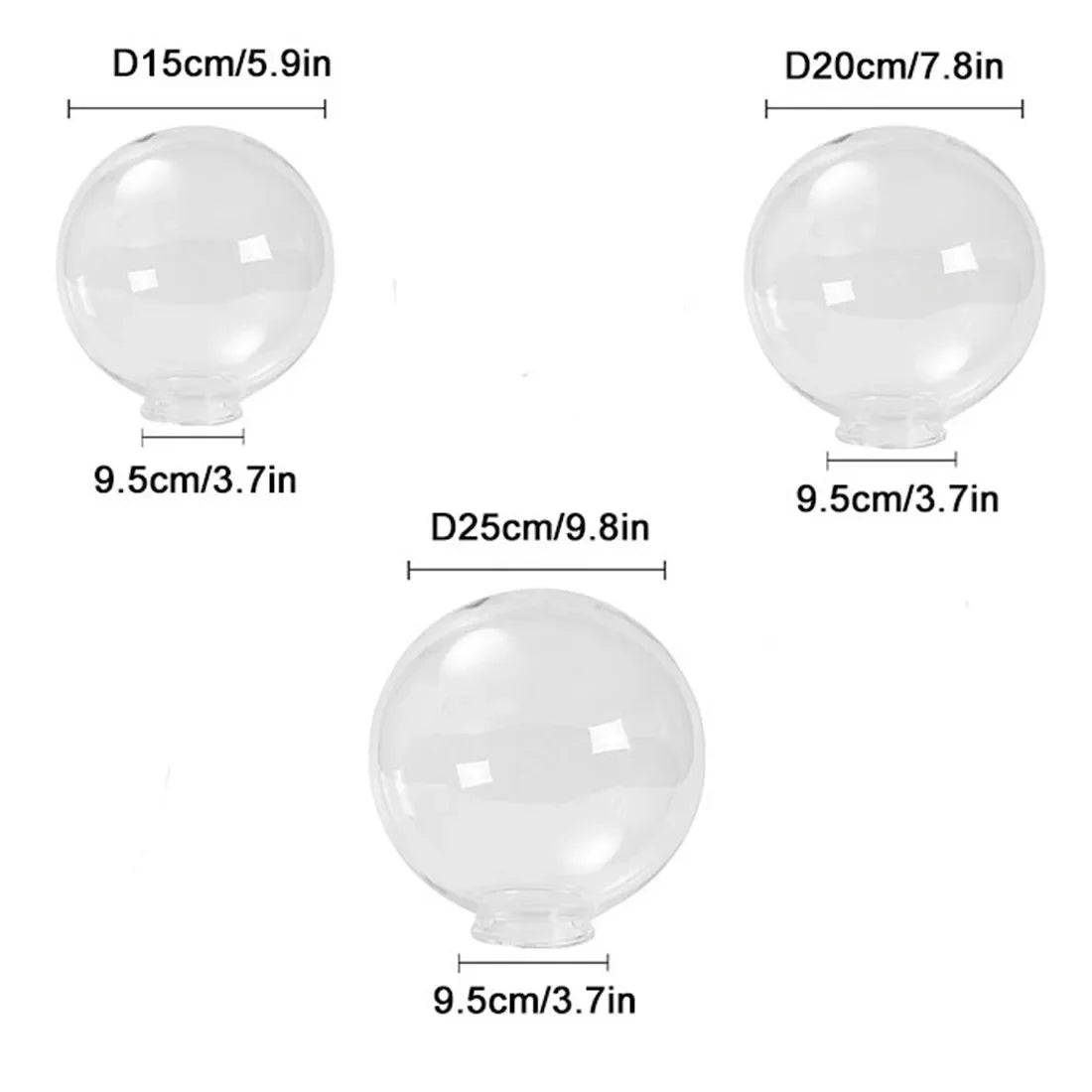 Outdoor Light Globe Lamp Shade Acrylic Round Lampshade Cover PMMA plastic milky Shade Replacement for Post Pillar Lawn Lighting