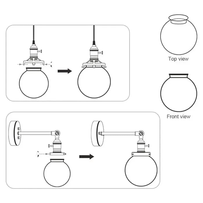 Screw Fixed Bell Shaped Glass Shade Replacement