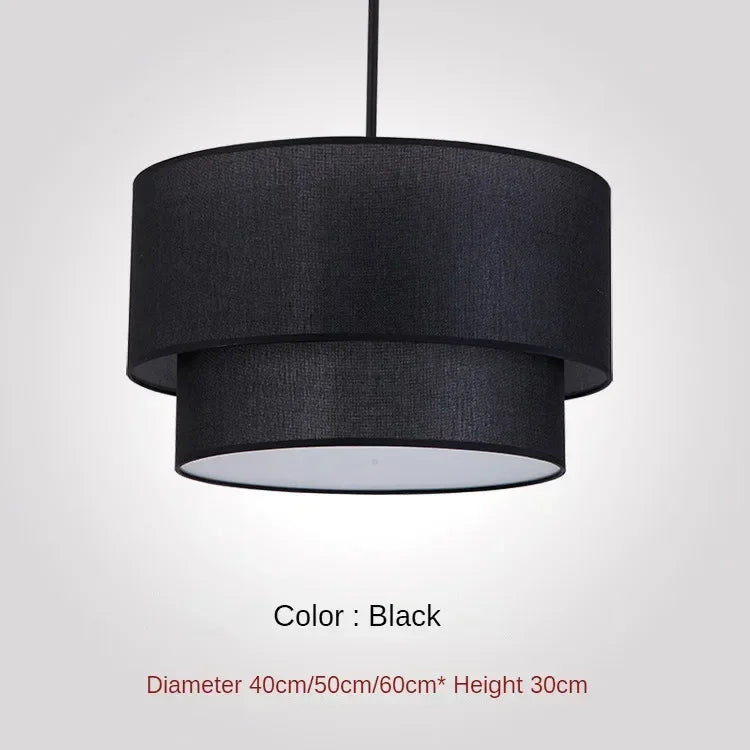 Modern Fixture E27 LED Minimalist Dining Room for Living Bedroom Study Double Linen White-Black-Beige Fabric Pendan Light - Adrianas Specialty Lamp Shades