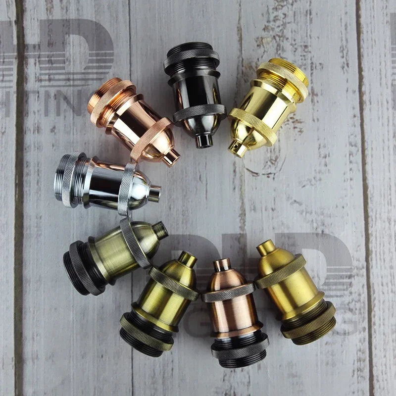 Vintage thread E27 ceramic plastic socket Edison Vintage lampshade bracket DIY lamp accessories aluminum lamp holder