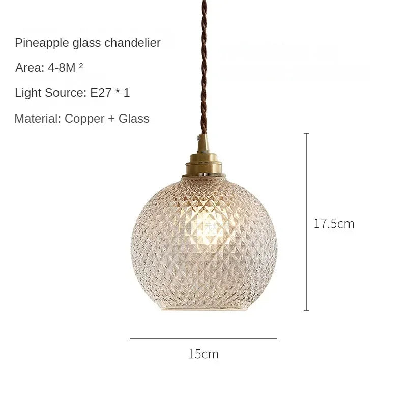 Glass Pendant Light Nordic Dining Room Retro Chandeliers Creative Minimal E27  Transparent Lampshade For Restaurant Lamp Lustre - Adrianas Specialty Lamp Shades
