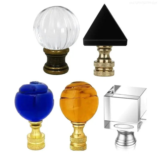 Brass Lamp Shade Finials Decorative Caps Knobs Glass Lamp Cresting Lighting Accessories for Table and Floor Lamps - Adrianas Specialty Lamp Shades