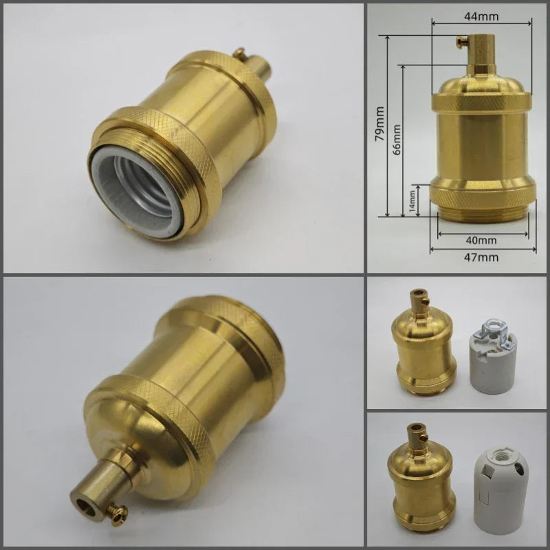 Edison lamp holder for shade Pure brass material quality vintage threaded Socket Bulb Fitting E27 UL/CE lighting copper base