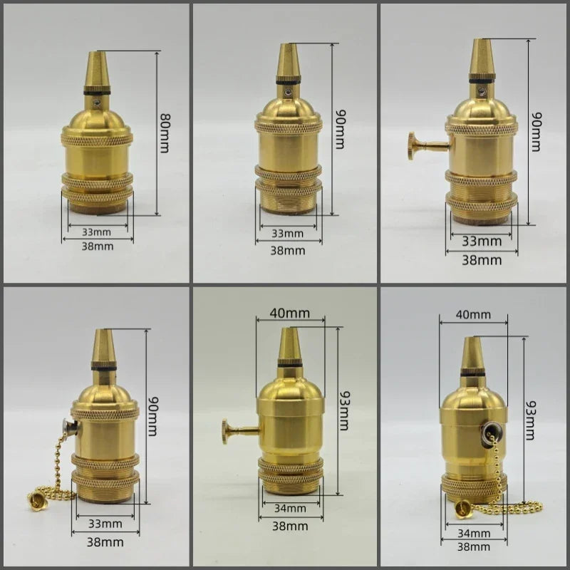 Solid Brass E26/E27 Lampholder with Cord Grip