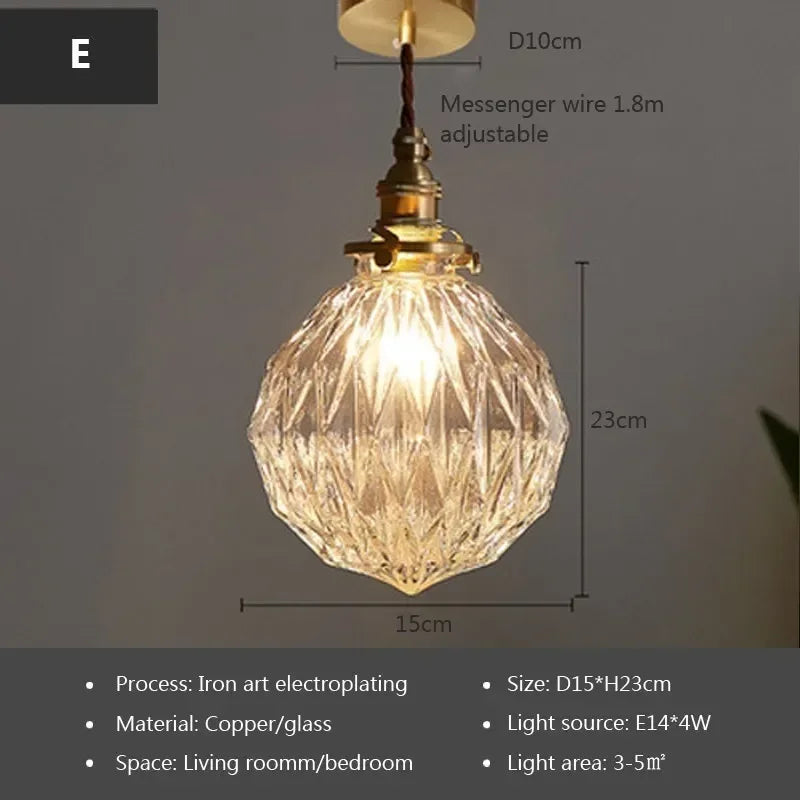 Glass Pendant Light Nordic Dining Room Retro Chandeliers Creative Minimal E27  Transparent Lampshade For Restaurant Lamp Lustre - Adrianas Specialty Lamp Shades