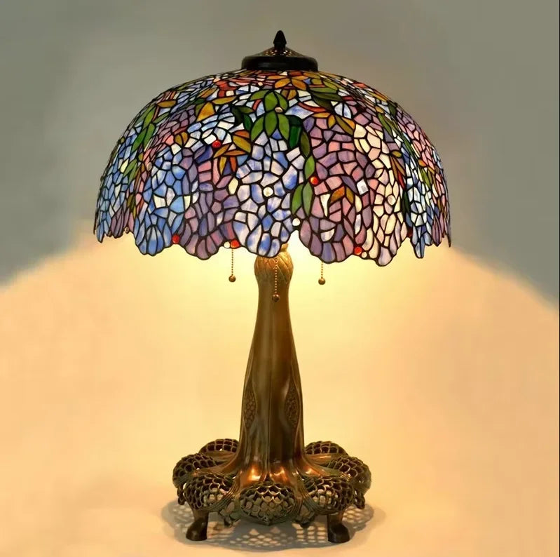 Tiffany Desk Light Grape Wisteria Vival Cherry Stained Glass Table Lamps
