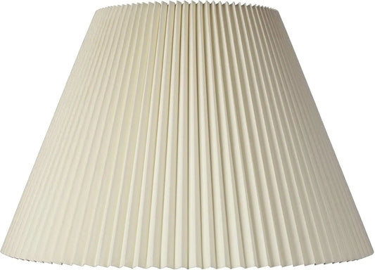 Empire Lamp Shade Beige Pleated Large 10.75" Top x 22" Bottom x 15.5" High Spider with Replacement Harp and Finial Fitting
