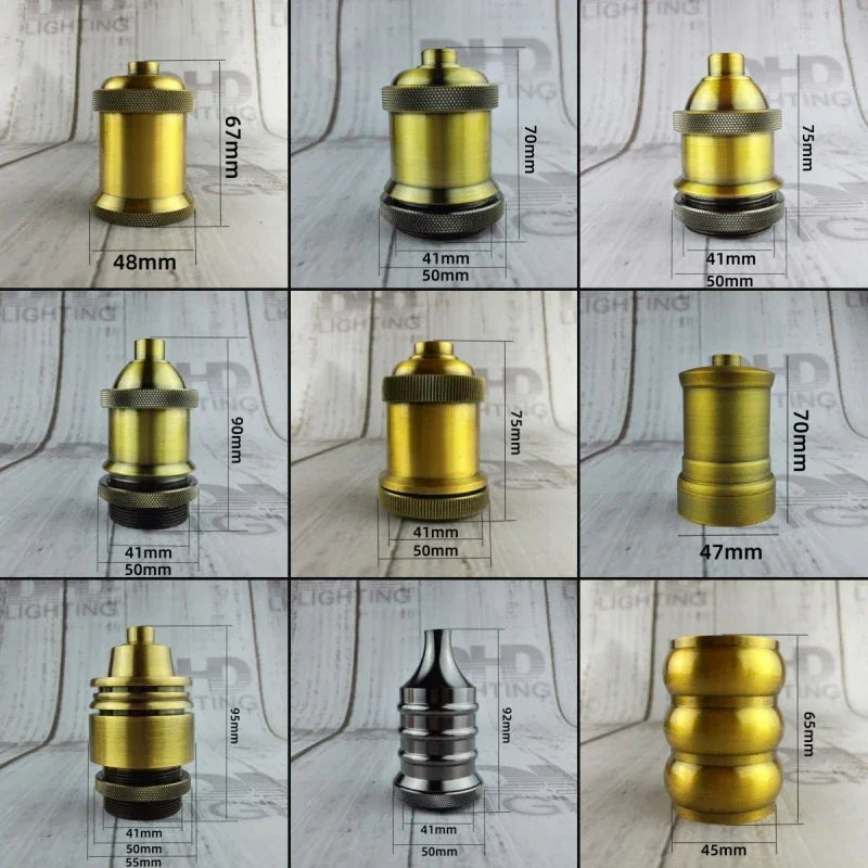Vintage thread E27 ceramic plastic socket Edison Vintage lampshade bracket DIY lamp accessories aluminum lamp holder