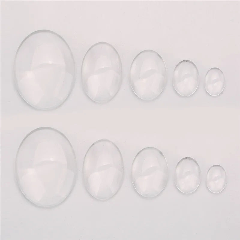 1pack Oval Round Glass Cabochon 30x40mm 6mm 8mm 10mm 12mm 18mm 20mm 25mm 30mm Transparent Clear Flatback Cameo Jewelry Making - Adrianas Specialty Lamp Shades