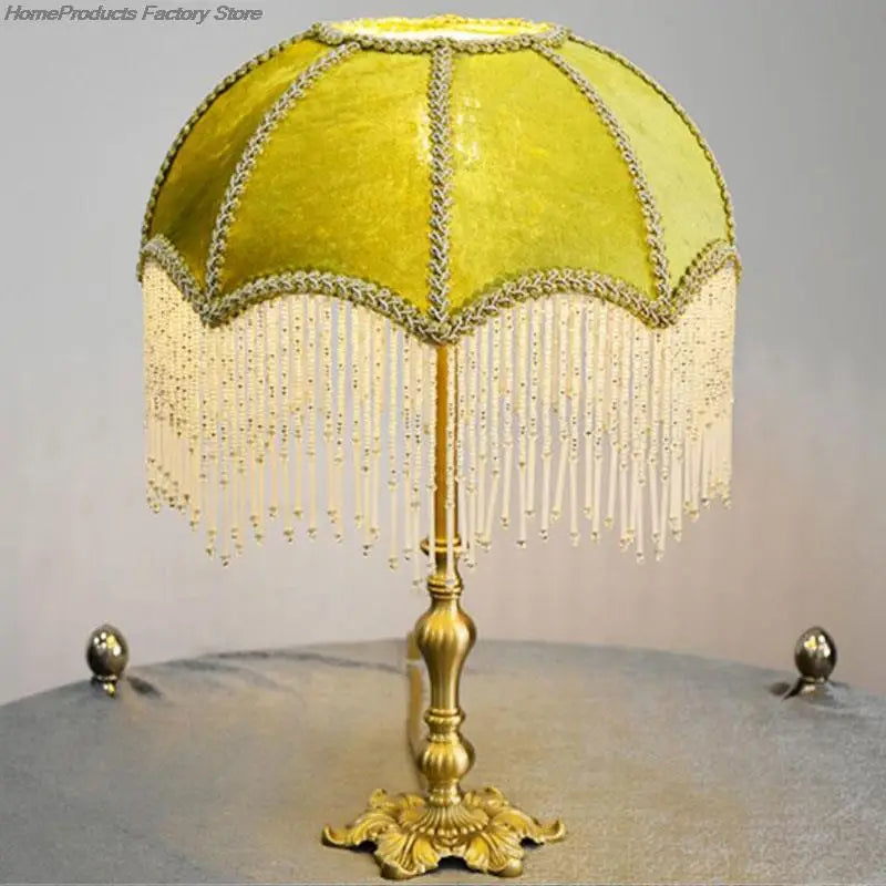 Retro Pink Green Velvet Lampshade