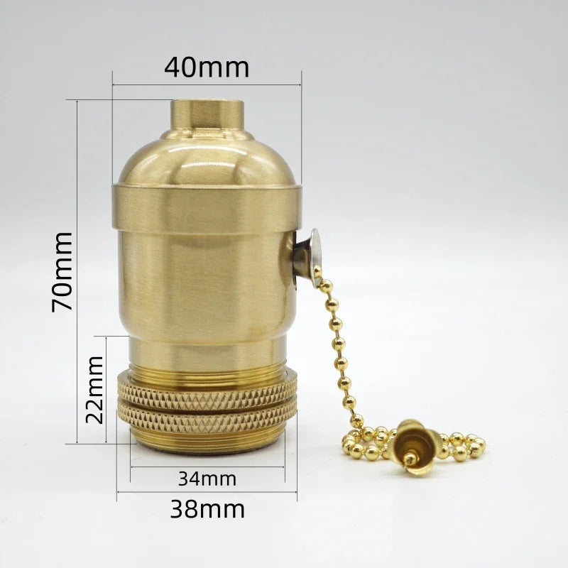 Brass 100% copper Lamp Holder Electric Light Socket Knob or Chain Switch
