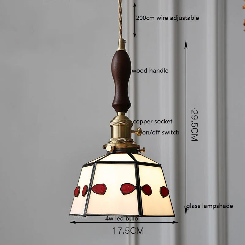 IWHD France Europe Style Stained Glass LED Pendant Light Fixtures