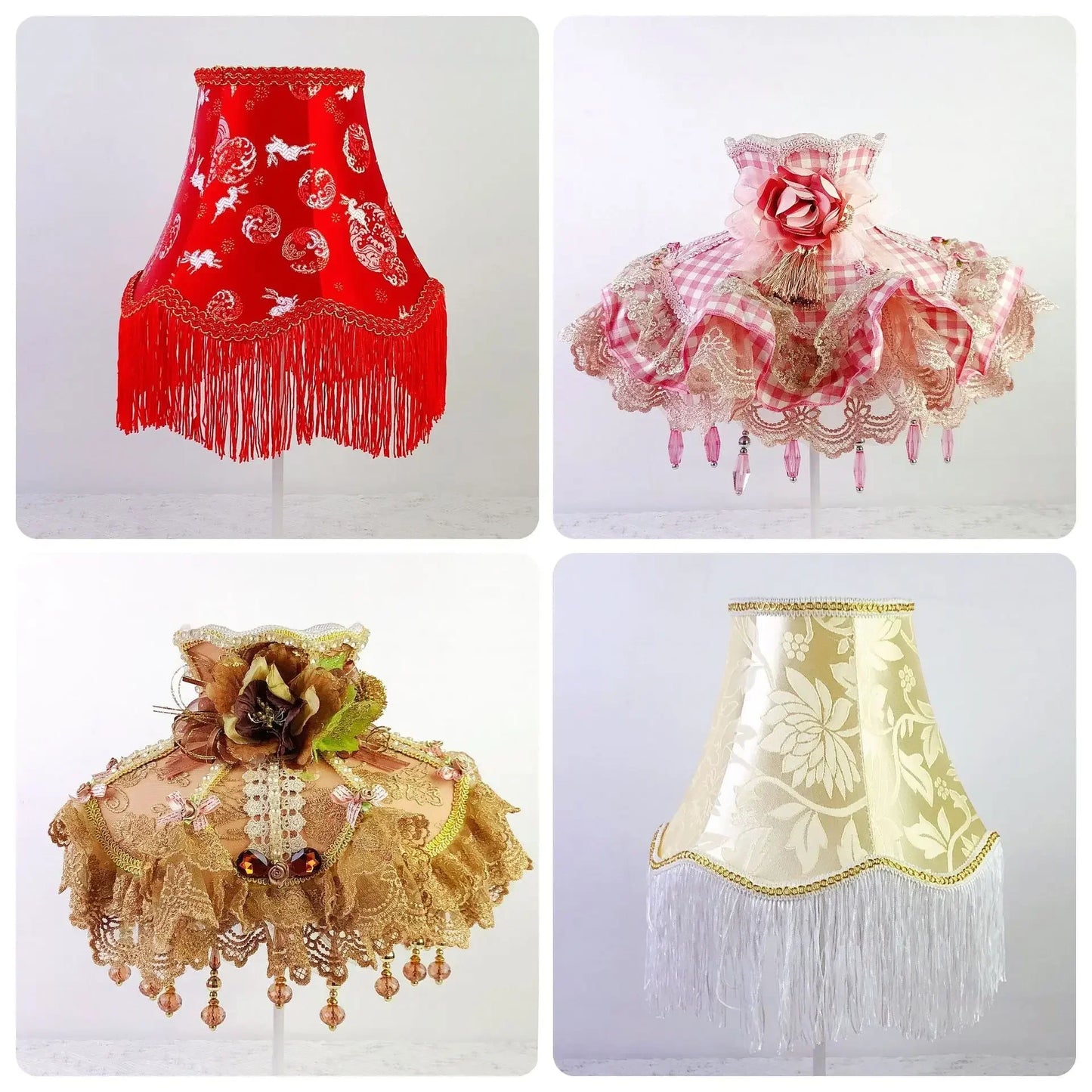 Flower Tassel Lampshade Creative Bedside Woven Lampcovers for Table Lamp European Style Handmade Lighting Accessories - Adrianas Specialty Lamp Shades
