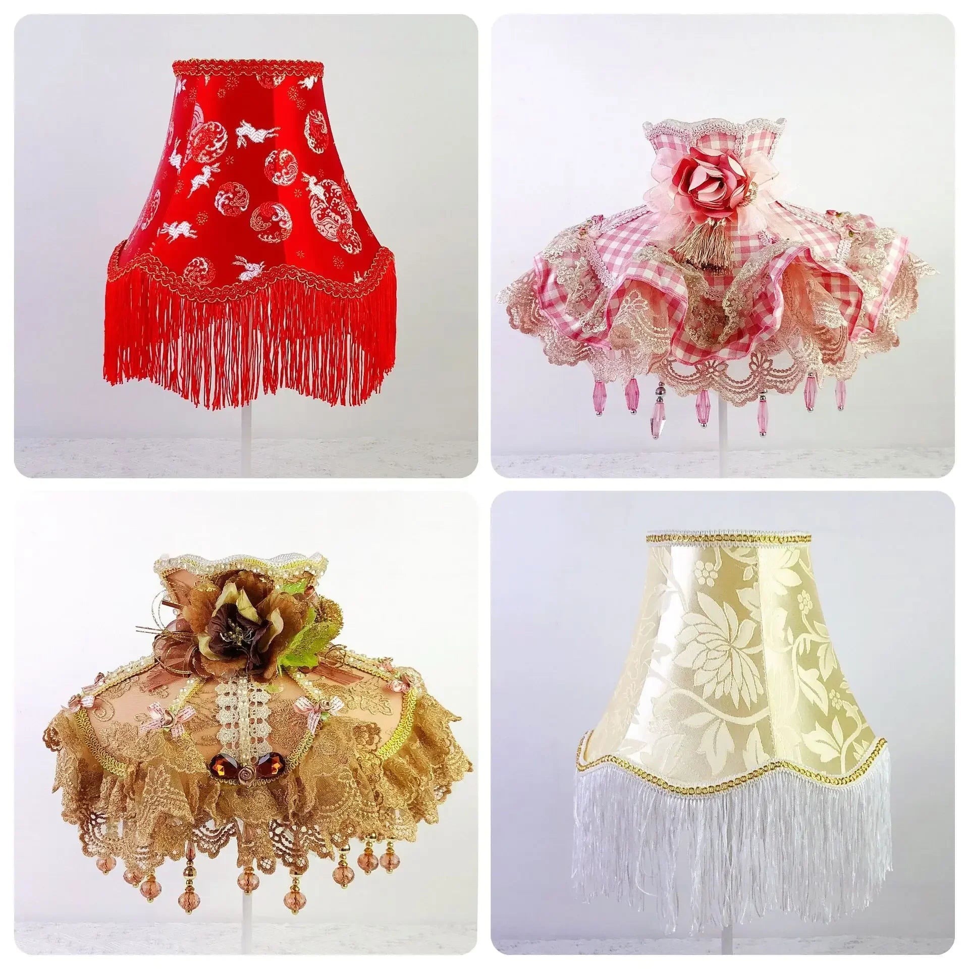 Flower Tassel Lampshade Creative Bedside Woven Lampcovers for Table Lamp European Style Handmade Lighting Accessories - Adrianas Specialty Lamp Shades