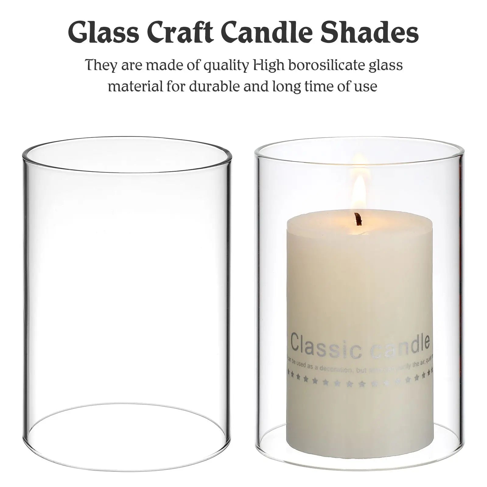 2 Pcs Glass Lampshade Wind Protector Open Cover Tube Covers Shades for Candles Light - Adrianas Specialty Lamp Shades