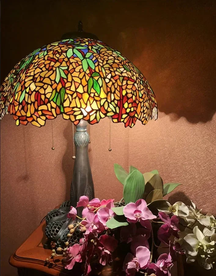 Tiffany Desk Light Grape Wisteria Vival Cherry Stained Glass Table Lamps