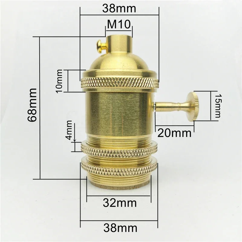 Brass 100% copper Lamp Holder Electric Light Socket Knob or Chain Switch