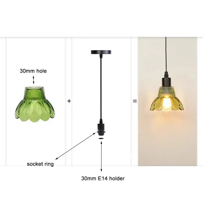 Industrial Stained Glass E14 Lamp Shade Replacement with 30mm Opening