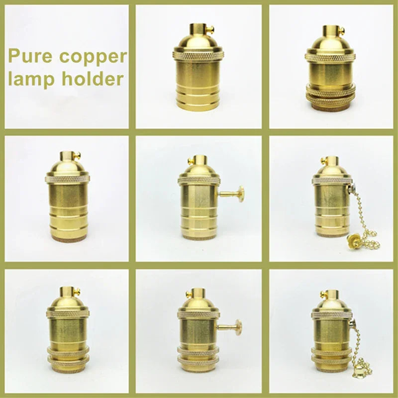 Brass 100% copper Lamp Holder Electric Light Socket Knob or Chain Switch