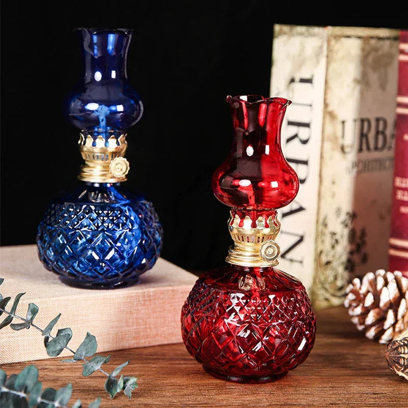 Rustic Large Oil Lamp Vintage Glass  Lamp Antique Oil Lamps