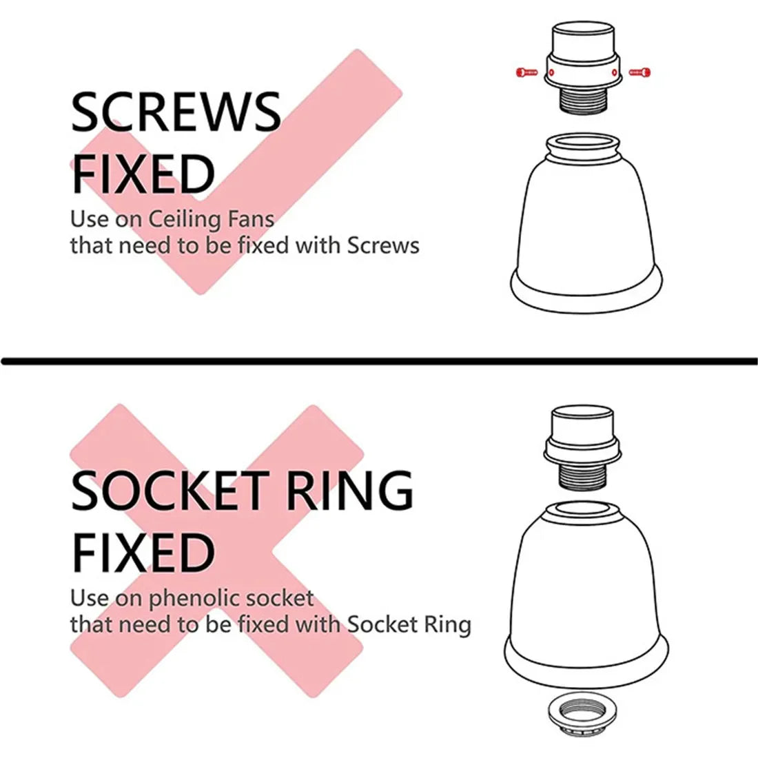 Screw Fixed Clear Hammered Style Bell Glass Shade