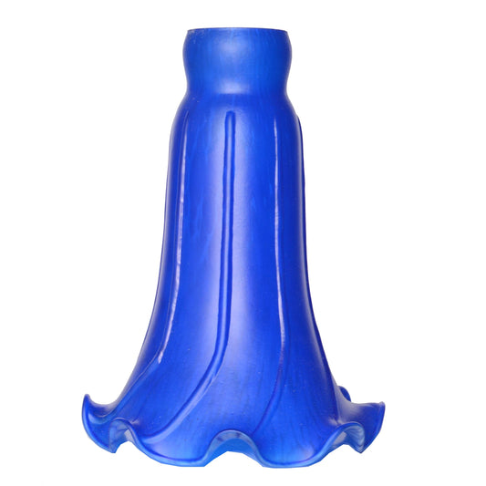 Pond Lily Lamp Shade Blue Glass Lampshade  4" Wide X 6" Tall X 1.5" Fitter Lighting Accessories - Adrianas Specialty Lamp Shades